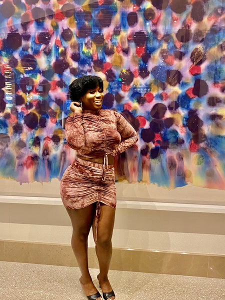 Key Tie Dye Skirt Set - Brown/combo