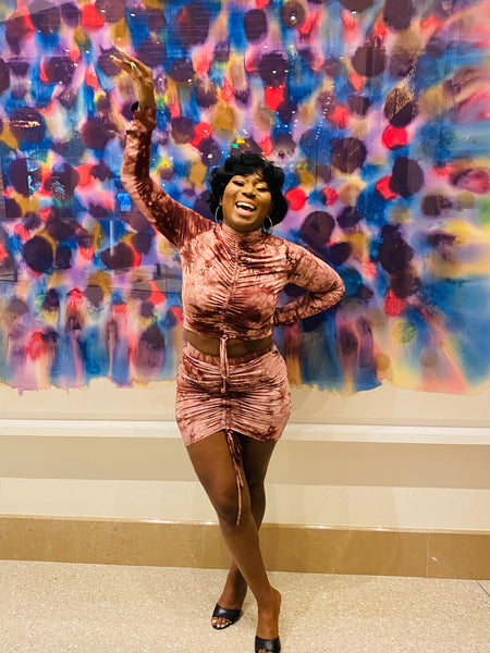 Key Tie Dye Skirt Set - Brown/combo