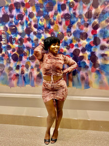 Key Tie Dye Skirt Set - Brown/combo